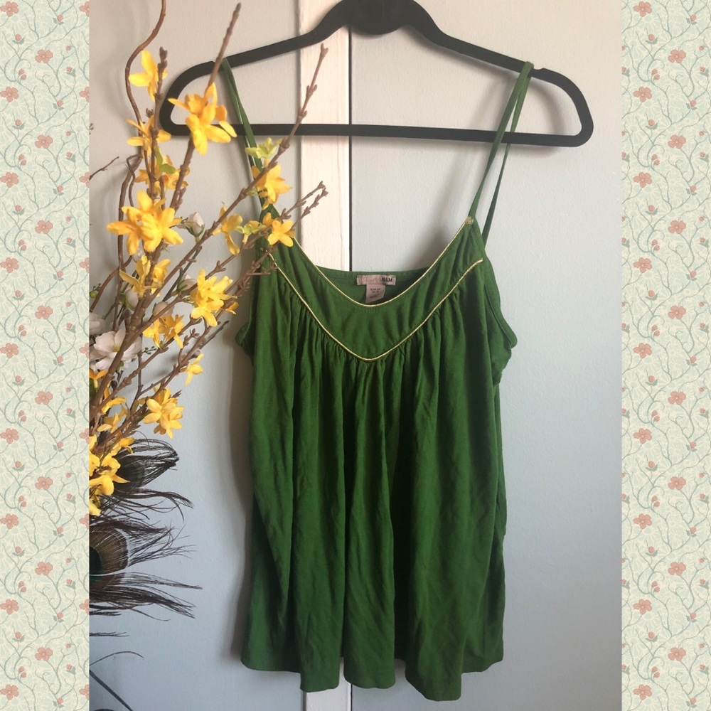 Vintage H&M Boho Emerald Embellished Gold Tank Top